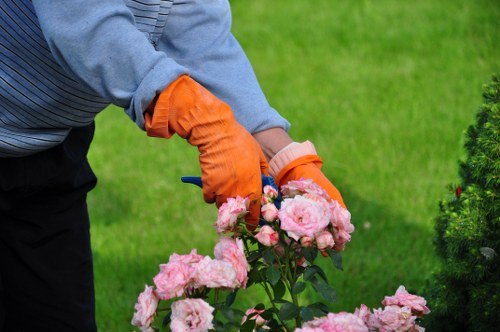 Garden maintenance team carrying out a risk-aware task